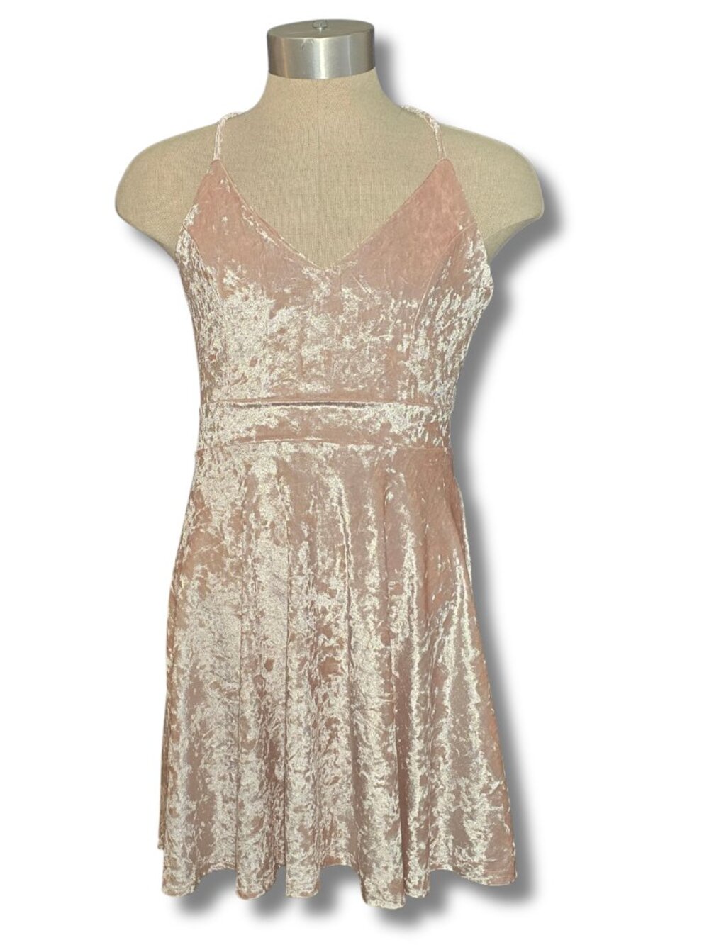 R.Vivimos NWT Women's Crushed Velvet Spaghetti Straps V Neck Club Party Pleated - Picture 3 of 9